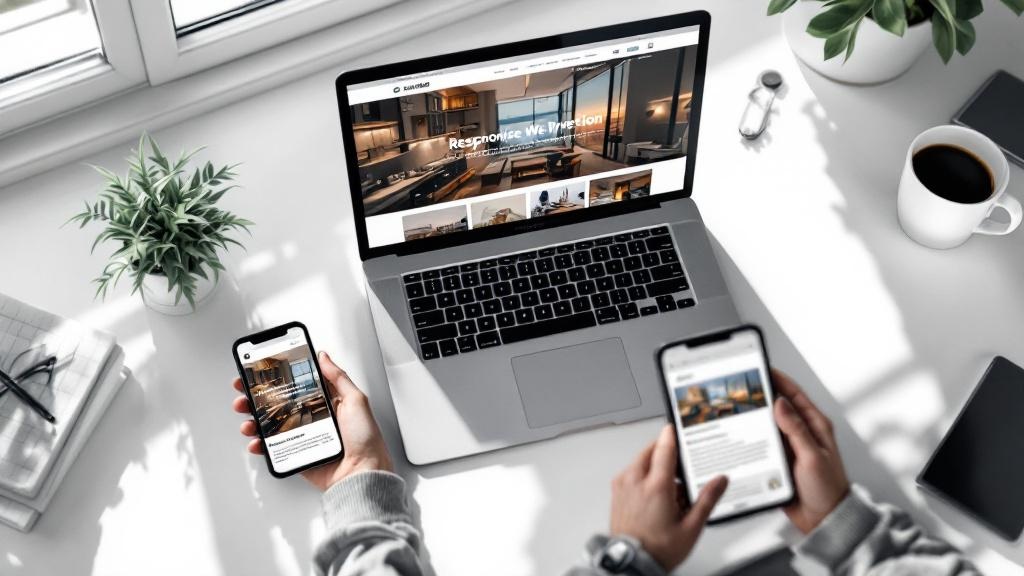 Responsive website displayed across multiple devices